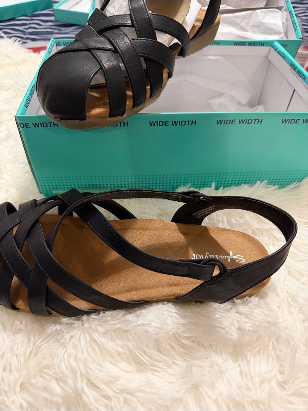 Black Strappy Slingback Sandal - Wide Width